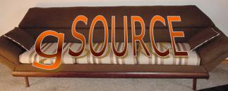 Header image of 'gSource' word-art resting on a 70s chouch.